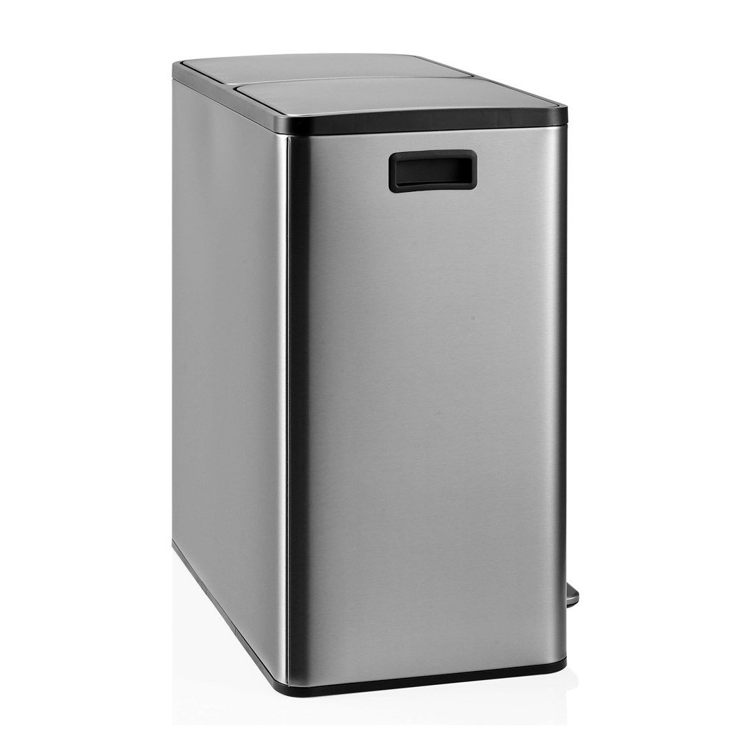 Abfallsammler Mülltrennsystem Clean 13 S - 60L (2x30L) Edelstahl silber von HJH - Produktbild 4 von 7