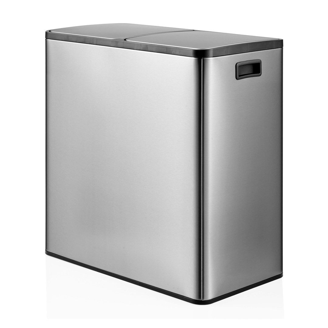 Abfallsammler Mülltrennsystem Clean 13 S - 60L (2x30L) Edelstahl silber von HJH - Produktbild 5 von 7