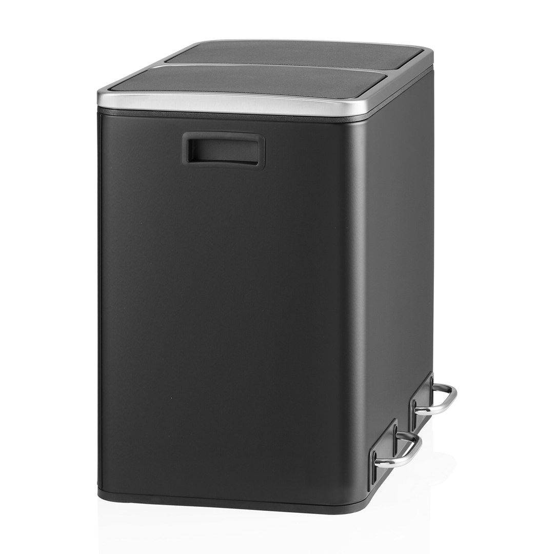 Abfallsammler Mülltrennsystem Clean 9 - 30L (2x15L) Stahl schwarz von HJH - Produktbild 3 von 8