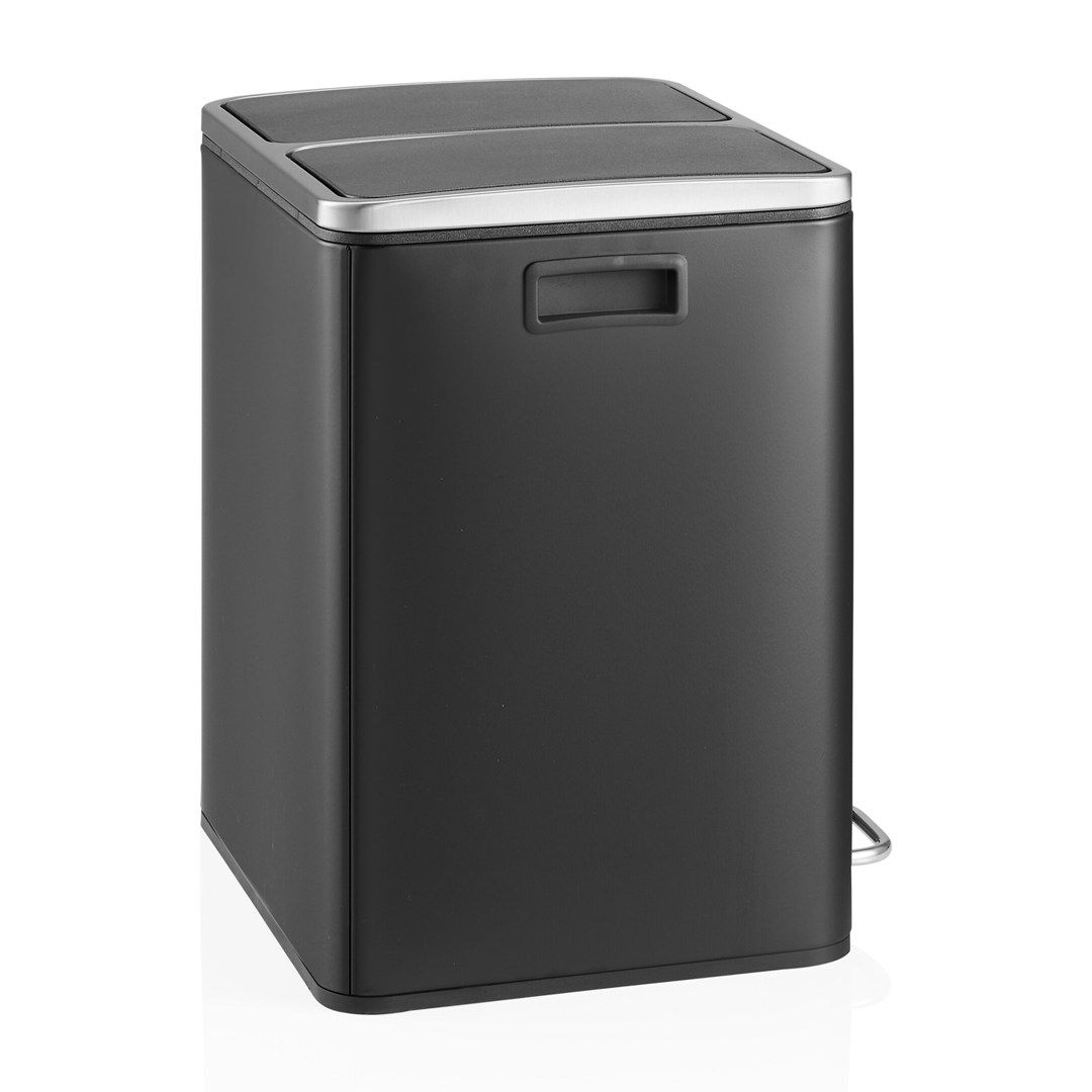 Abfallsammler Mülltrennsystem Clean 9 - 30L (2x15L) Stahl schwarz von HJH - Produktbild 4 von 8