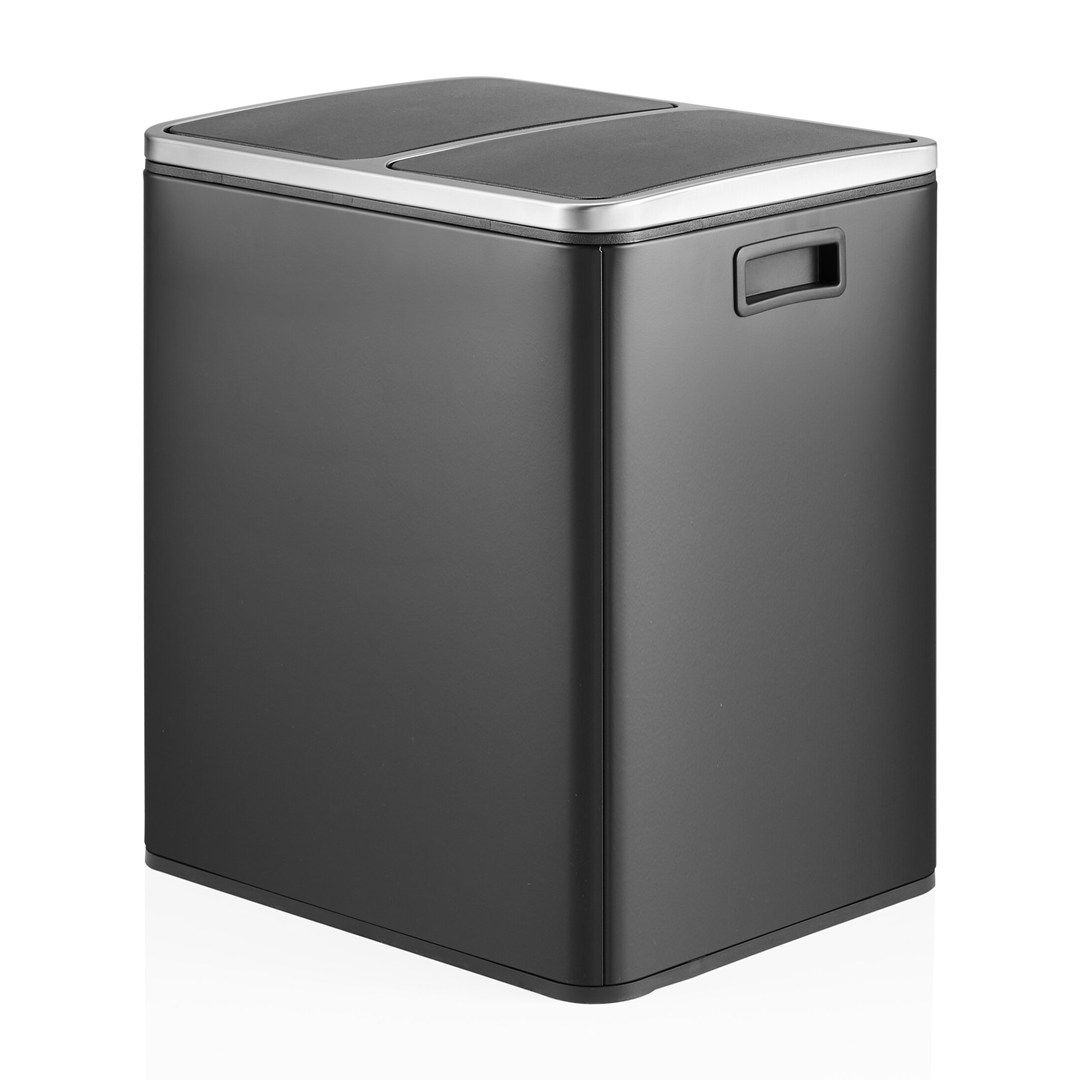 Abfallsammler Mülltrennsystem Clean 9 - 30L (2x15L) Stahl schwarz von HJH - Produktbild 5 von 8