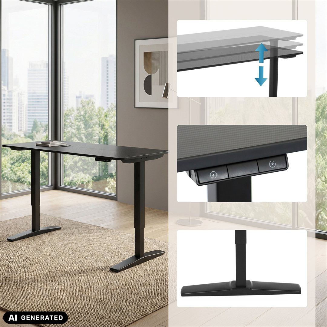 Schreibtisch STAND CARBON 120 x 60 elektrisch höhenverstellbar schwarz von HJH - Produktbild 4 von 7