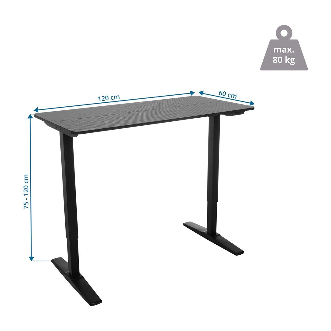 Schreibtisch STAND CARBON 120 x 60 elektrisch höhenverstellbar schwarz von HJH - Produktbild 7 von 7
