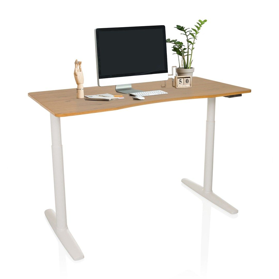 Schreibtisch STAND PRO R 140 x 70 elektrisch höhenverstellbar eiche von HJH - Produktbild 2 von 7