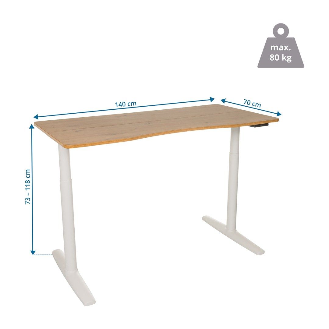 Schreibtisch STAND PRO R 140 x 70 elektrisch höhenverstellbar eiche von HJH - Produktbild 7 von 7
