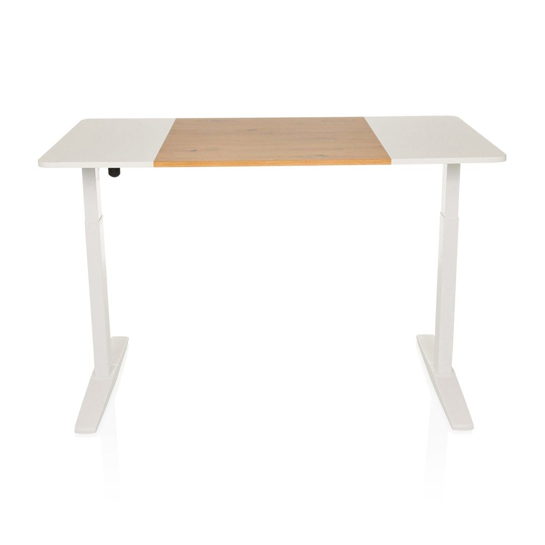 Schreibtisch STAND T3 140 x 70 elektrisch höhenverstellbar weiß eiche weiß von HJH - Produktbild 3 von 7