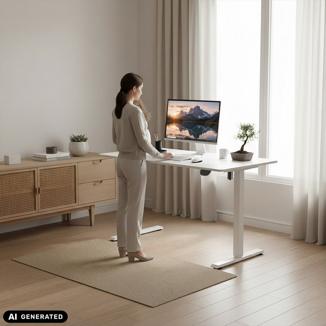 Schreibtisch Worktime 120 x 60 elektrisch höhenverstellbar weiß von HJH - Produktbild 7 von 9