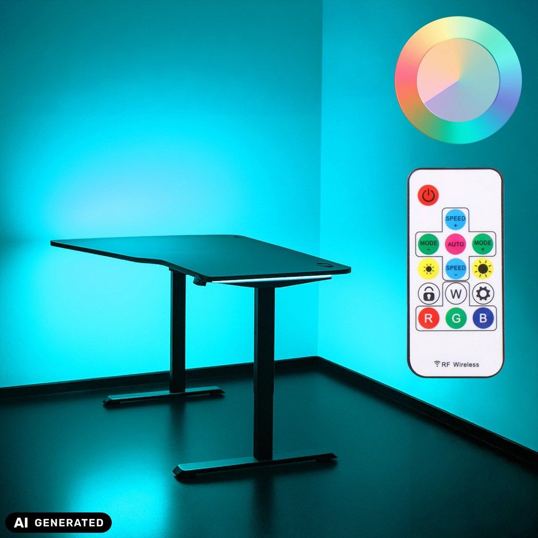 Schreibtisch Worktime Game 140 x 100 LED elektrisch höhenverstellbar schwarz von HJH - Produktbild 6 von 9