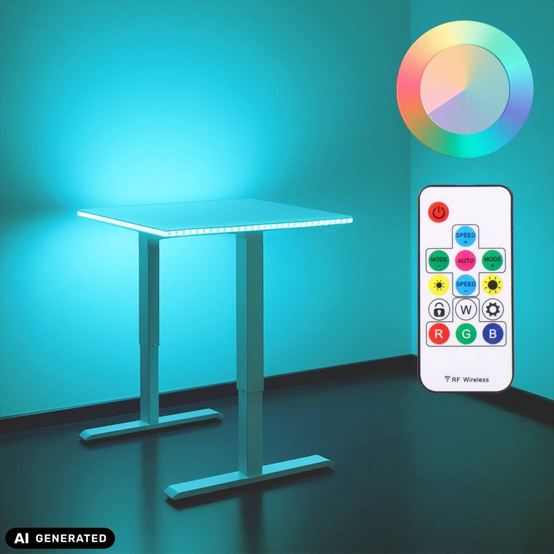 Schreibtisch Worktime LED 120 x 60 elektrisch höhenverstellbar weiß weiß von HJH - Produktbild 2 von 5