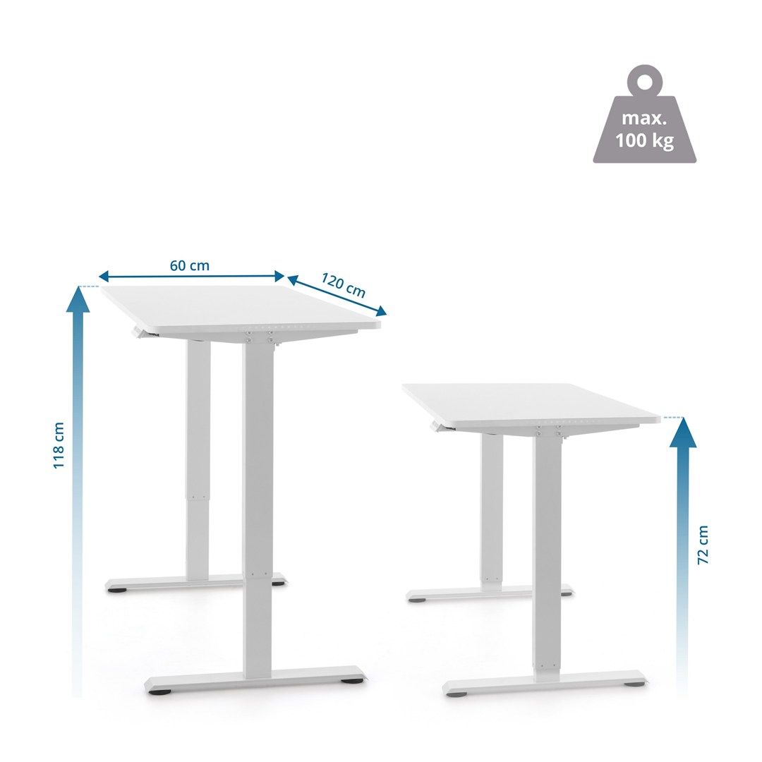 Schreibtisch Worktime LED 120 x 60 elektrisch höhenverstellbar weiß weiß von HJH - Produktbild 5 von 5