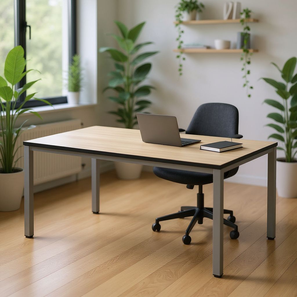 Breiter Schreibtisch 200 x 80 cm mit 4-Fuß-Gestell