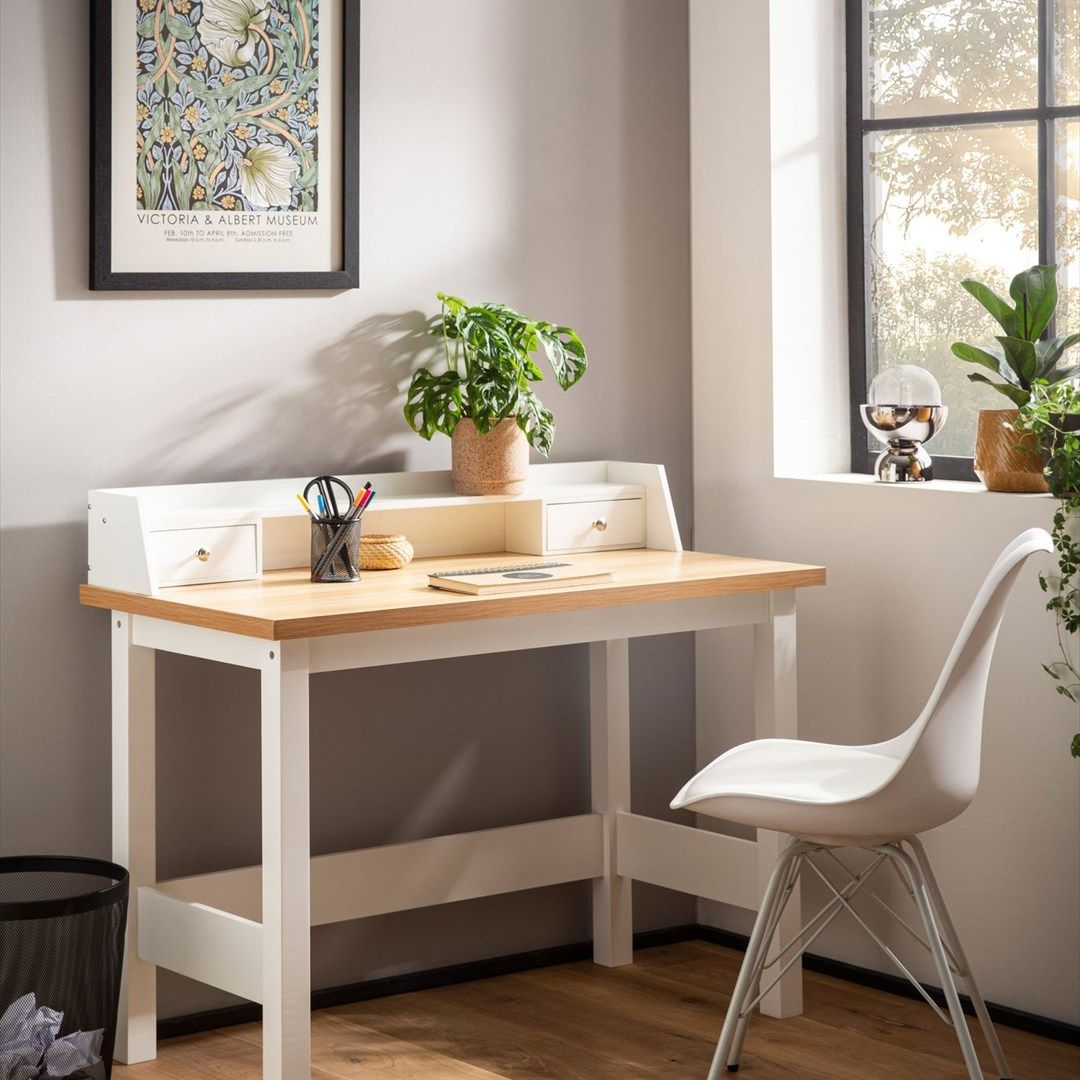 Schreibtisch 106 x 53 cm mit Schublade - Weiß von Wohnling - Produktbild 3 von 6