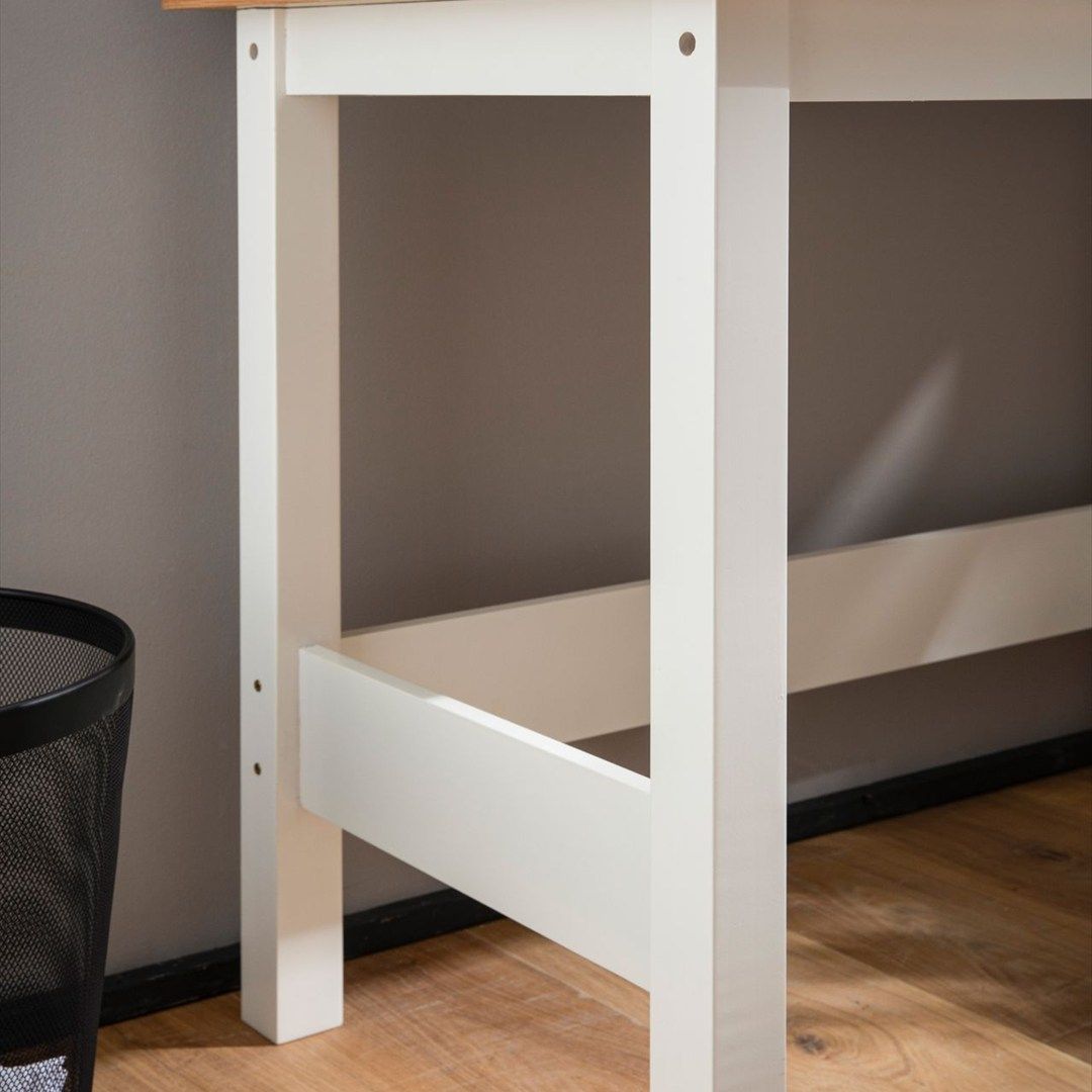 Schreibtisch 106 x 53 cm mit Schublade - Weiß von Wohnling - Produktbild 5 von 6