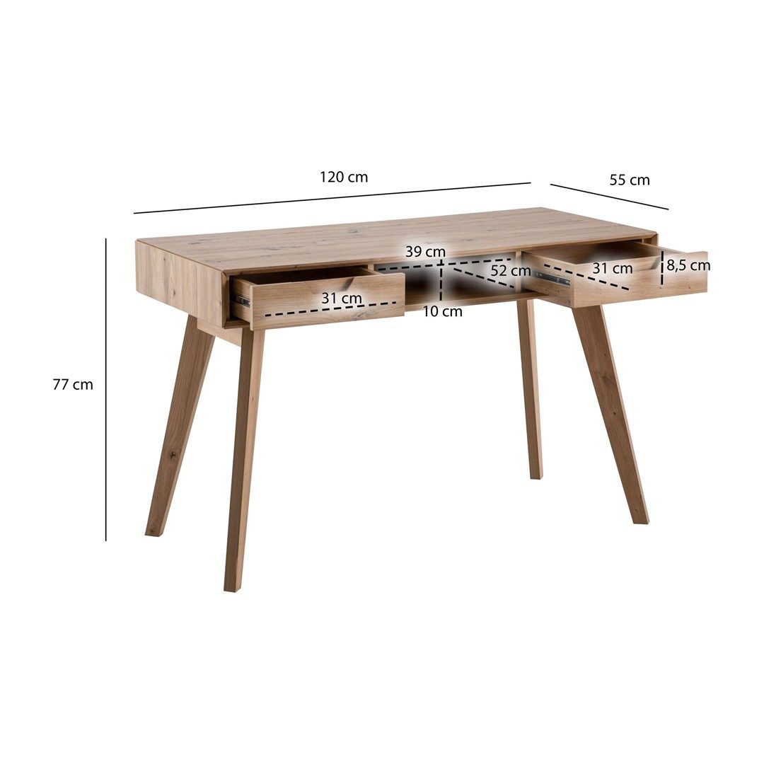 Schreibtisch 120 x 55 cm mit Stauraum - Eiche-Dekor von Wohnling - Produktbild 6 von 6