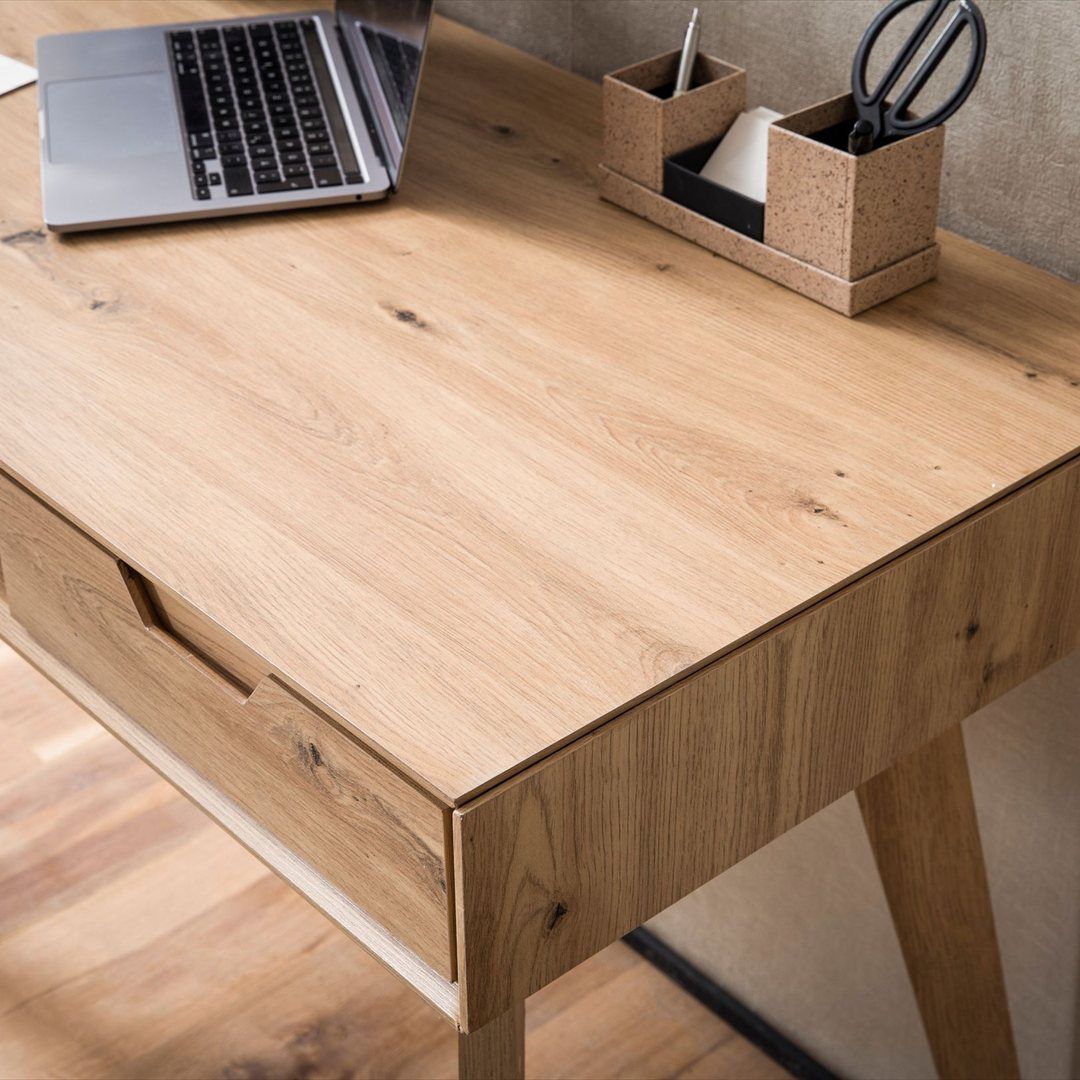 Schreibtisch 120 x 55 cm mit Stauraum - Eiche-Dekor von Wohnling - Produktbild 4 von 6