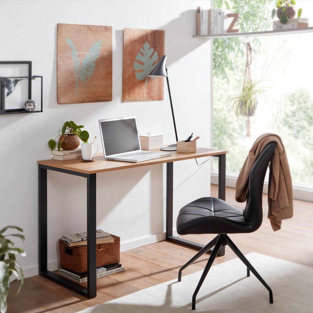 Schreibtisch 120 x 60 cm - Eiche-Dekor/Schwarz von Wohnling - Produktbild 3 von 6