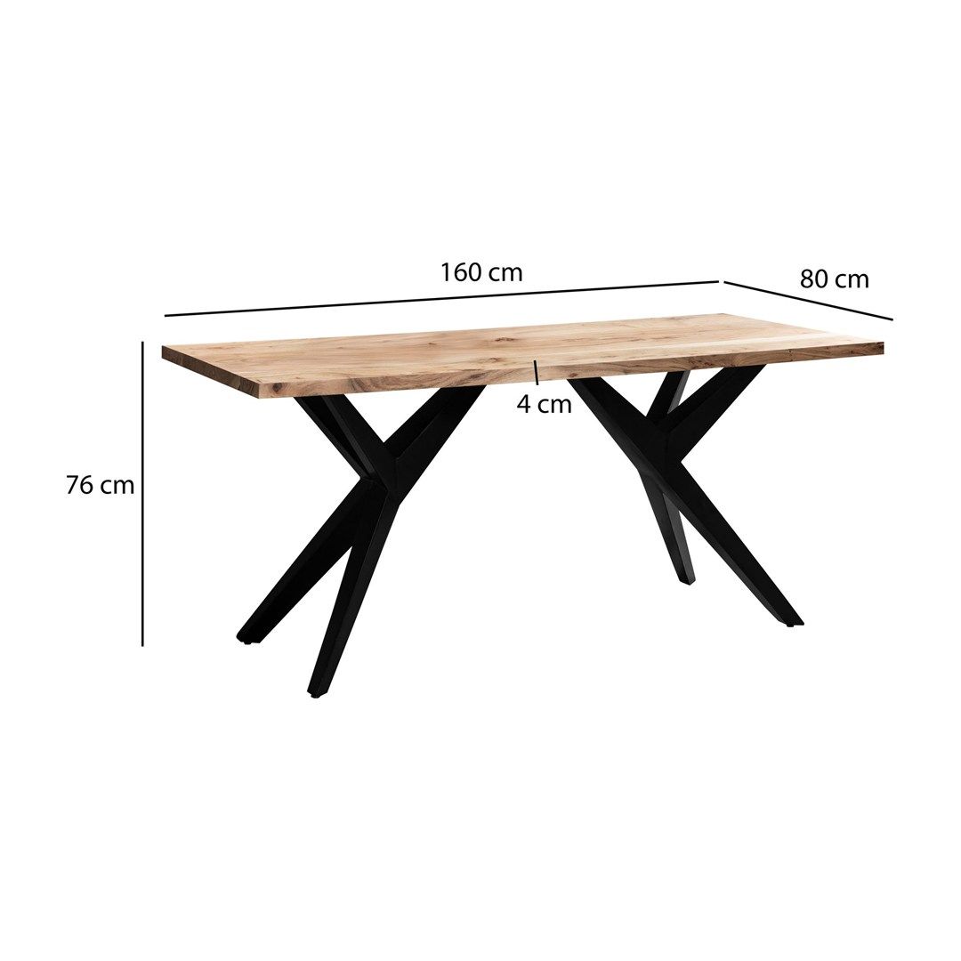 Schreibtisch Brooklyn Akazie Massivholz Loft-Style von Wohnling - Produktbild 6 von 6