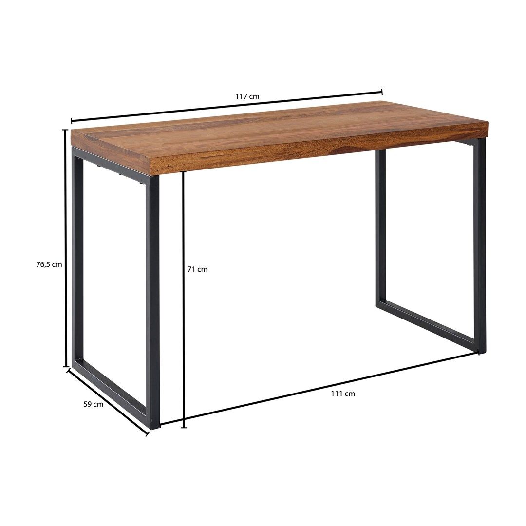 Schreibtisch Sheesham Massivholz / Metall 117 x 59 cm - Dunkel von Wohnling - Produktbild 5 von 5