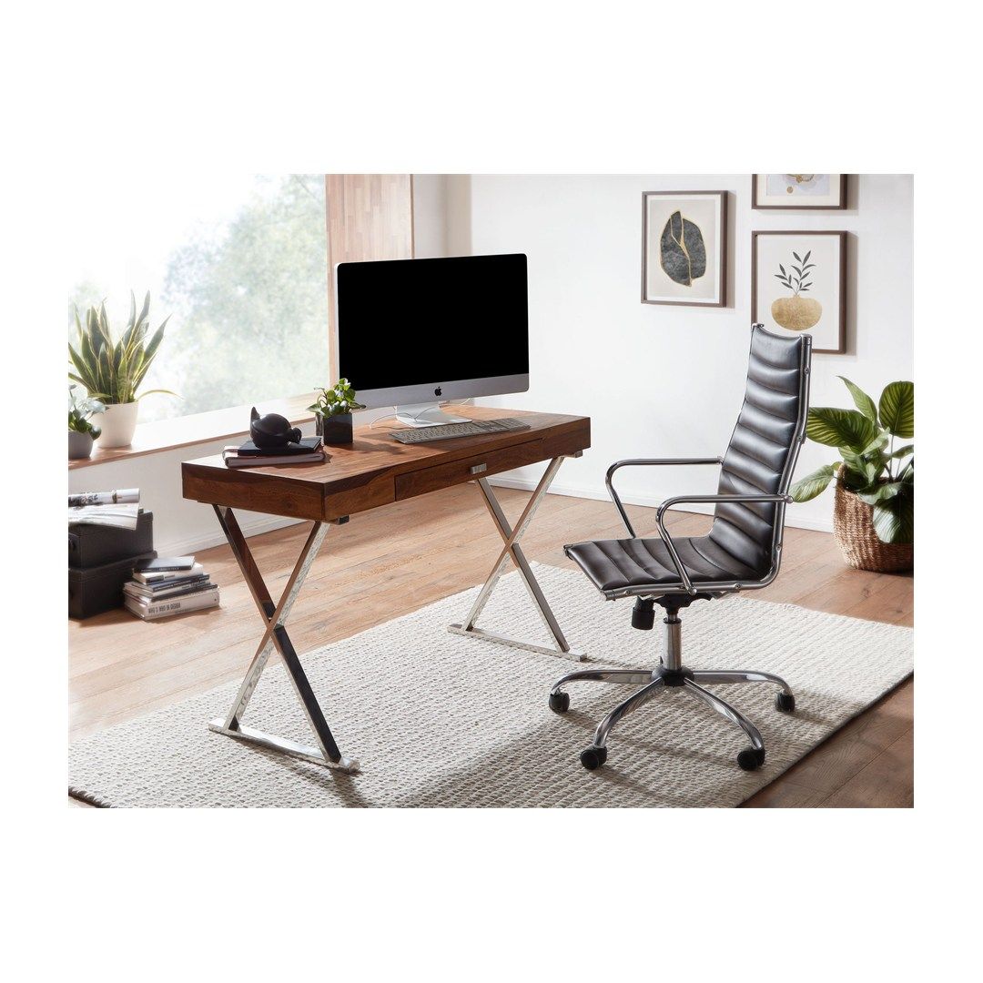 Schreibtisch Sheesham Massivholz mit Schublade 120 x 55 cm von Wohnling - Produktbild 3 von 6