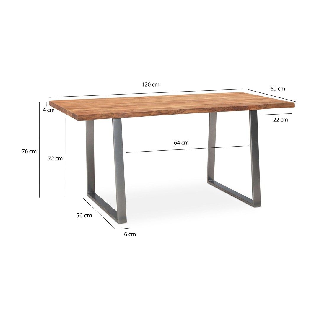 Schreibtisch Taiga Akazie Baumkante mit Trapezbeinen - Chrom von Wohnling - Produktbild 6 von 6