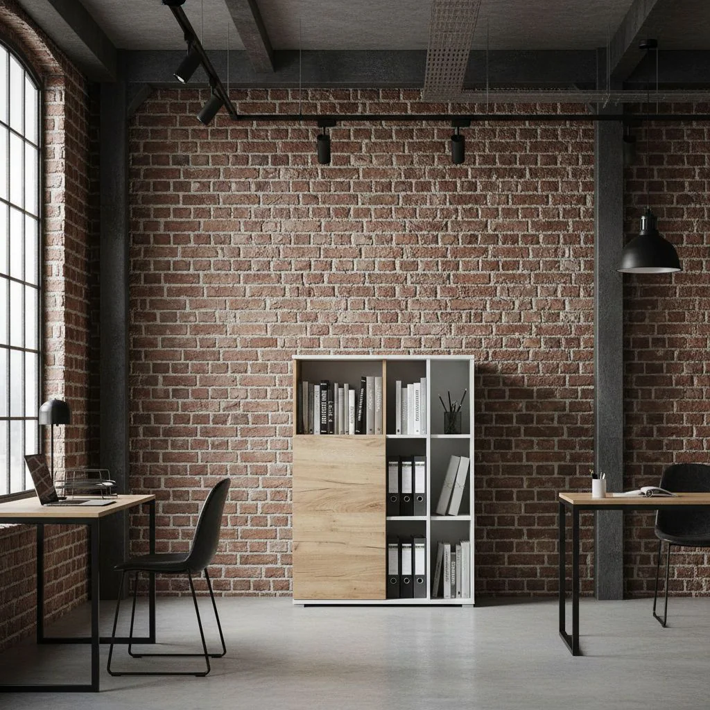 Aktenschrank 4195 Lioni - Weiß/Navarra-Eiche von BME home - Produktbild 3 von 4
