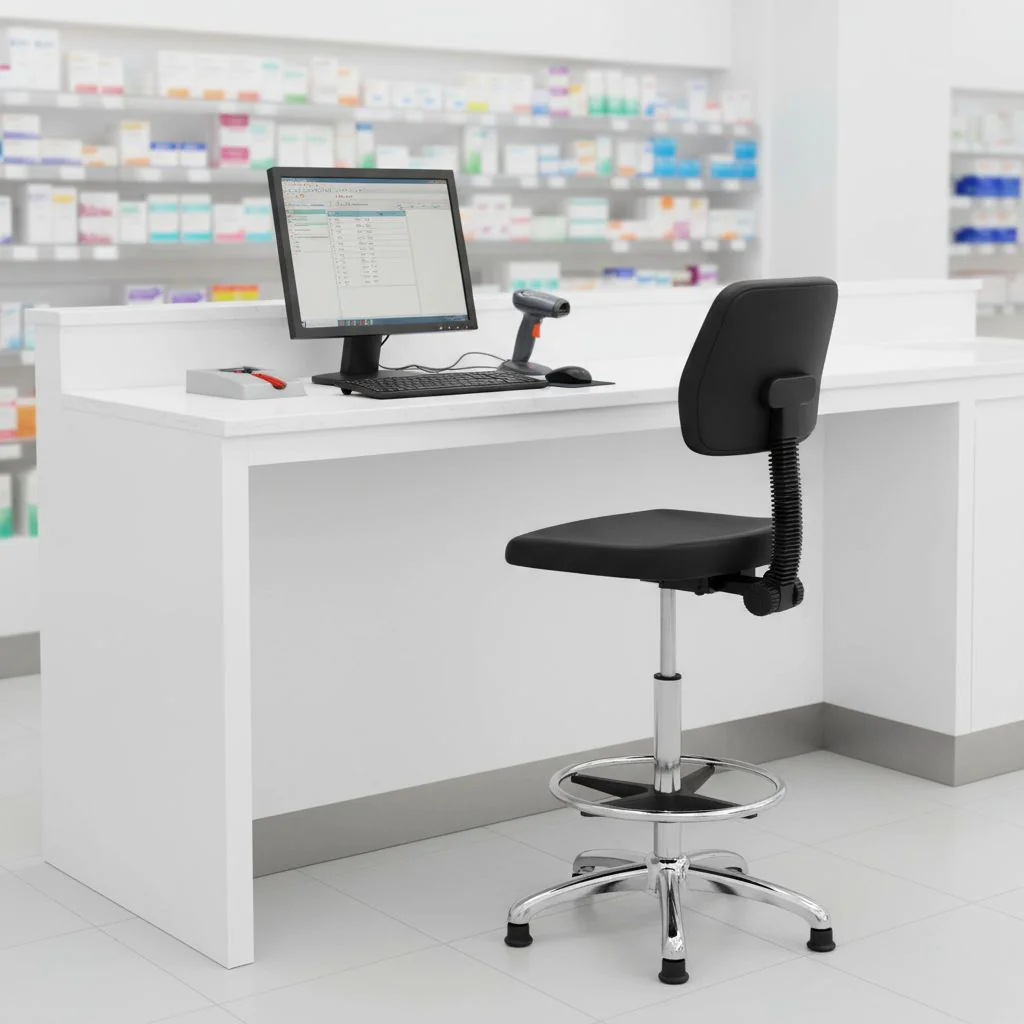 Hocker Drehhocker Arbeitsstuhl TOP WORK 11 Hartschaum schwarz Chrom von HJH - Produktbild 3 von 11