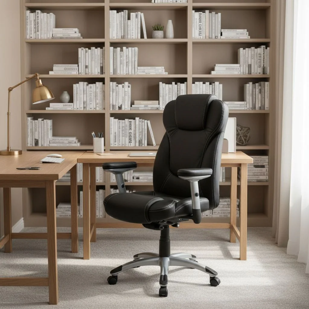 Bürostuhl Chefsessel EMBASSY 200 Feinleder schwarz von HJH - Produktbild 4 von 5