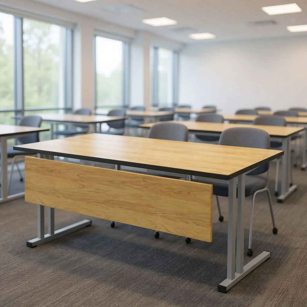 Schreibtisch E10 mit Stahltraverse C-Fuß mit Beinraumblende von Nowy Styl - Produktbild 1 von 5