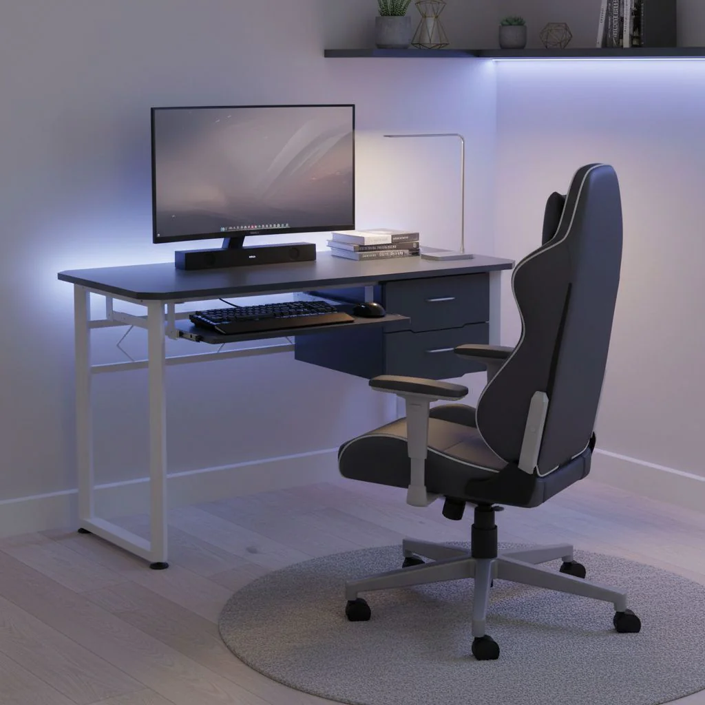 Schreibtisch WORKFLOW graphit weiß von HJH - Produktbild 4 von 5