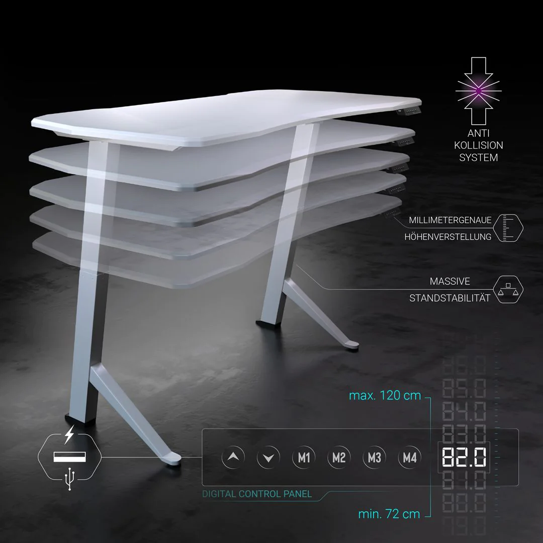 Höhenverstellbarer Gaming Schreibtisch von Ultimate Setup - Produktbild 14 von 16