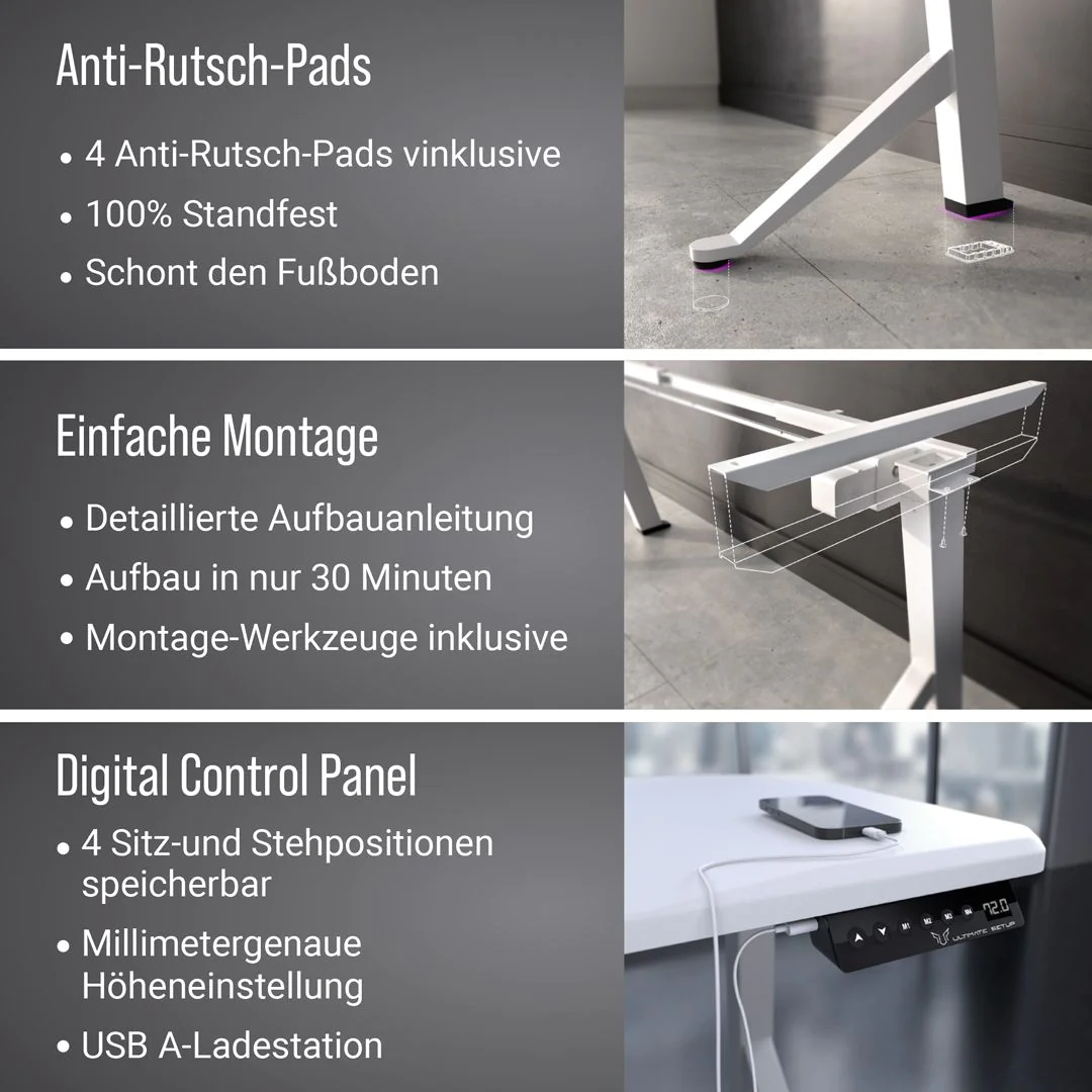 Höhenverstellbarer Gaming Schreibtisch von Ultimate Setup - Produktbild 15 von 16