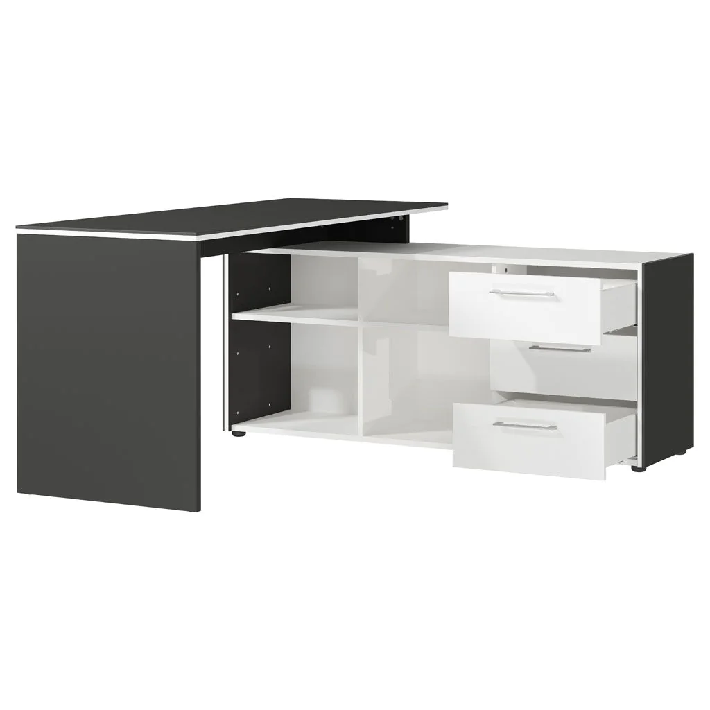 Eckschreibtisch 4188 Pasadena - Graphit/Weiß von BME home - Produktbild 4 von 6