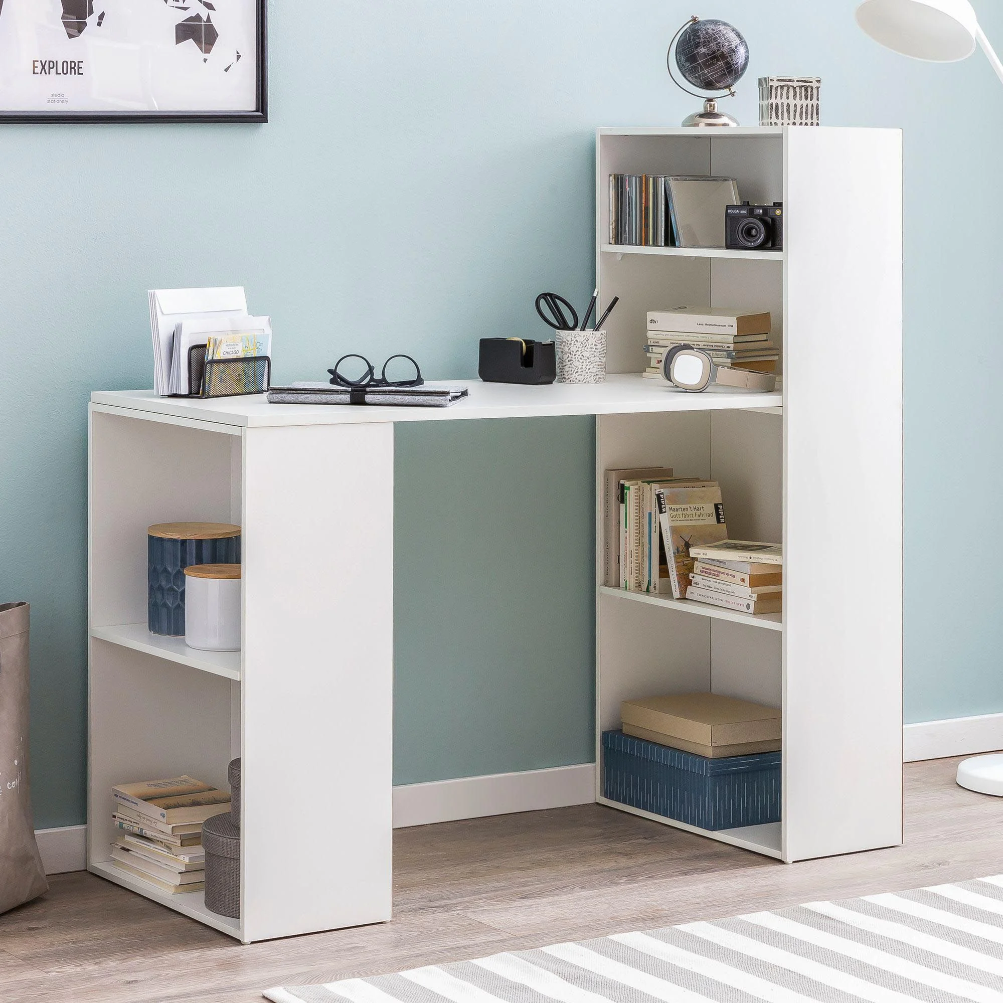 Schreibtisch mit Regal 120 x 53 cm von Wohnling - Produktbild 2 von 8