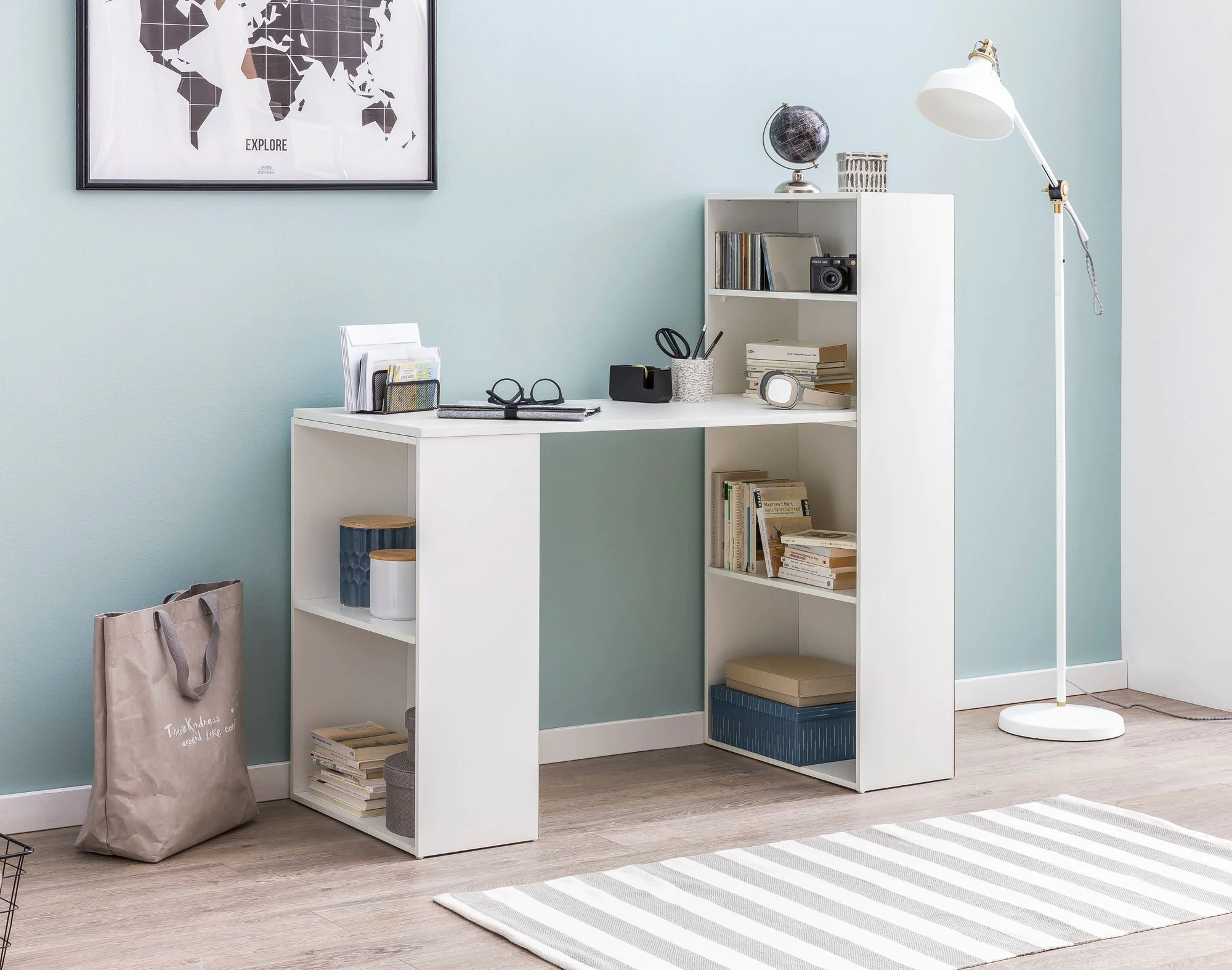 Schreibtisch mit Regal 120 x 53 cm von Wohnling - Produktbild 3 von 8