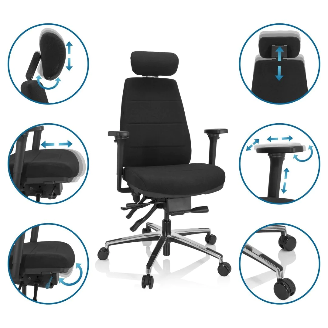 Bürostuhl Drehstuhl PHOENIX PRO I Stoff schwarz von HJH - Produktbild 4 von 15