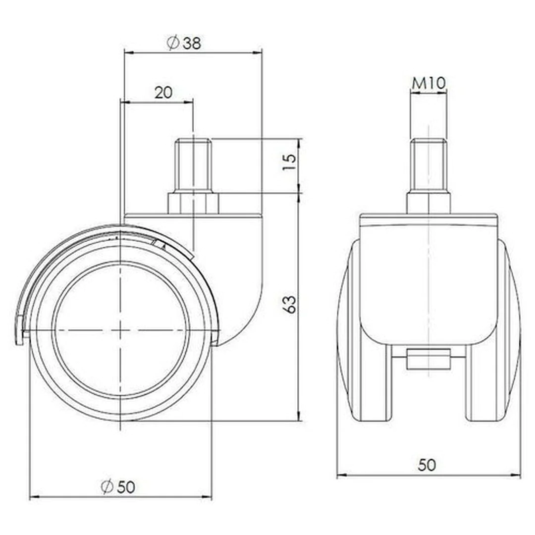 5x Hartbodenrollen 50mm Gewinde M10 Büro-Stuhl-Rollen für Hartböden (5er Pack) von HJH - Produktbild 2 von 5