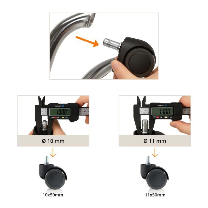 5x Hartbodenrollen 50mm Gewinde M10 Büro-Stuhl-Rollen für Hartböden (5er Pack) von HJH - Produktbild 5 von 5