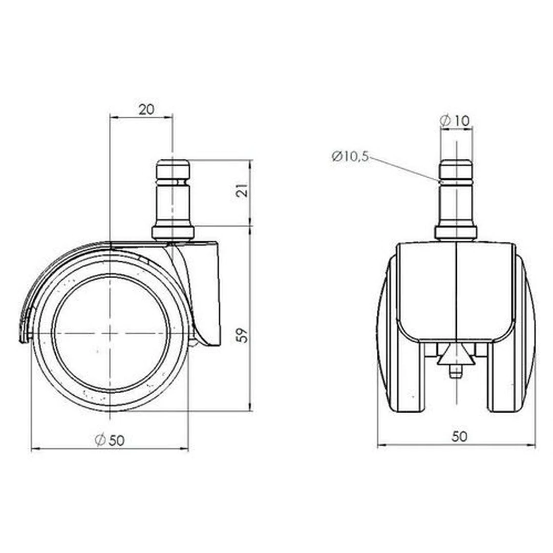 5x Design-Rollen ROLO LUX 10mm 50mm Büro-Stuhl-Rollen für Hartböden Chrom (5er Pack) von HJH - Produktbild 2 von 5