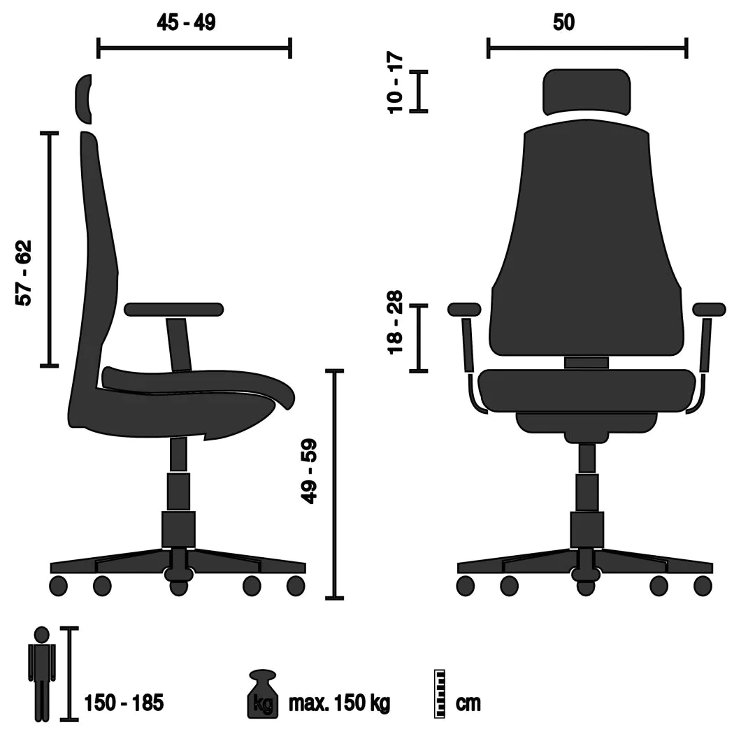 Bürostuhl Chefsessel ERGOHUMAN SLIM G GEN2 Netzstoff von HJH - Produktbild 4 von 14