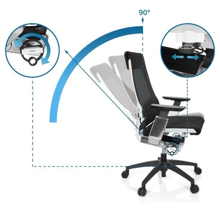 Bürostuhl Drehstuhl GENIDIA SMART WHITE CM Netz schwarz AL Chrom von HJH - Produktbild 2 von 6