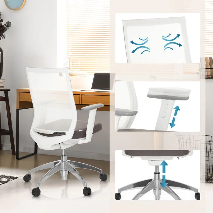 Bürostuhl Drehstuhl ASPEN WHITE Netzstoff transparent Sitz Stoff grau von HJH - Produktbild 3 von 7
