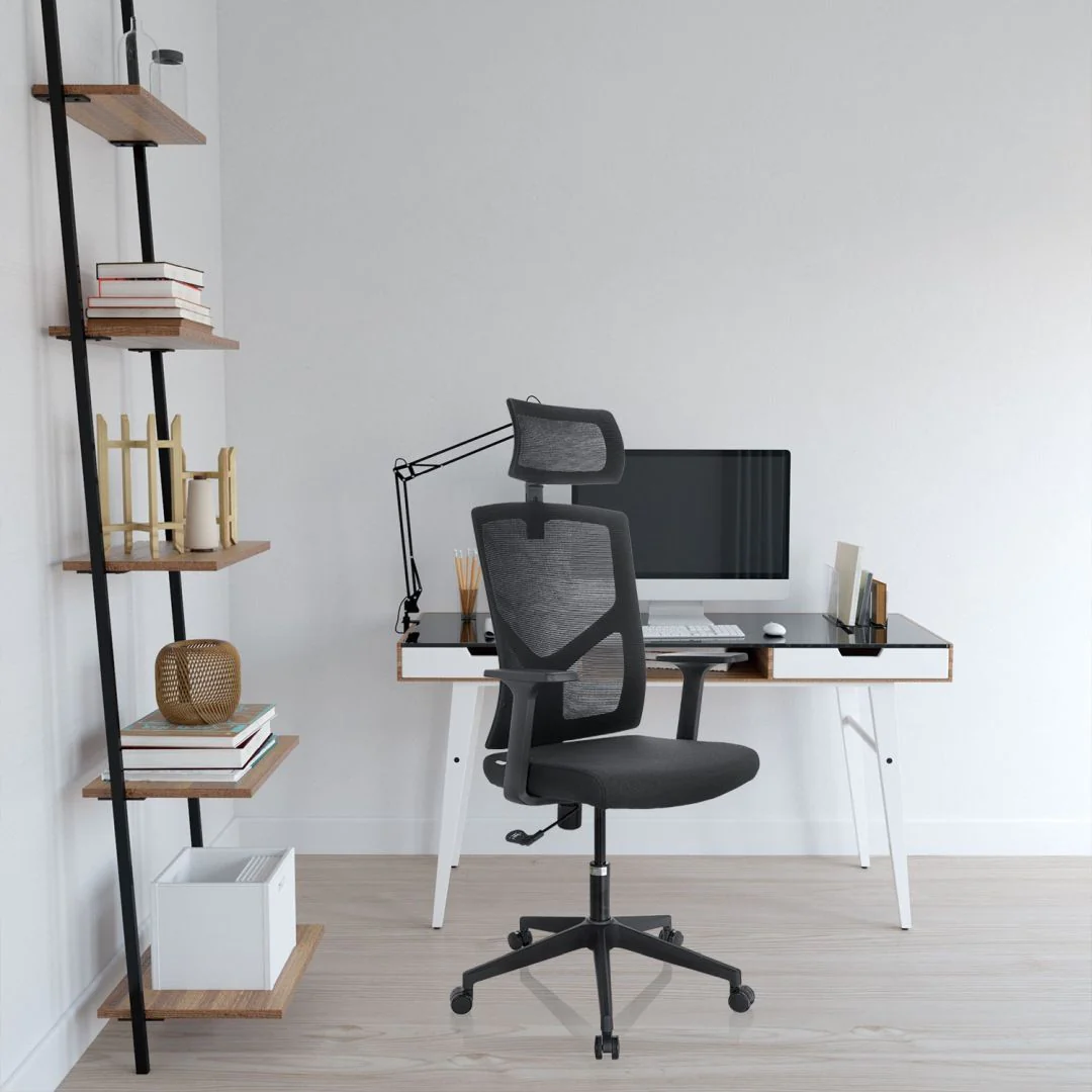 Bürostuhl Drehstuhl BRETON B Stoff Netzstoff schwarz - HJH-751002
