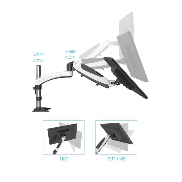 Monitorhalterung VM-MG2 - 2 Monitore 15 - 27 Zoll schwarz/weiß von HJH - Produktbild 3 von 4