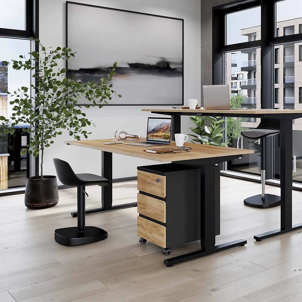Büro-Set Lissabon 8 - Graphit/Navarra-Eiche von BME home - Produktbild 2 von 5