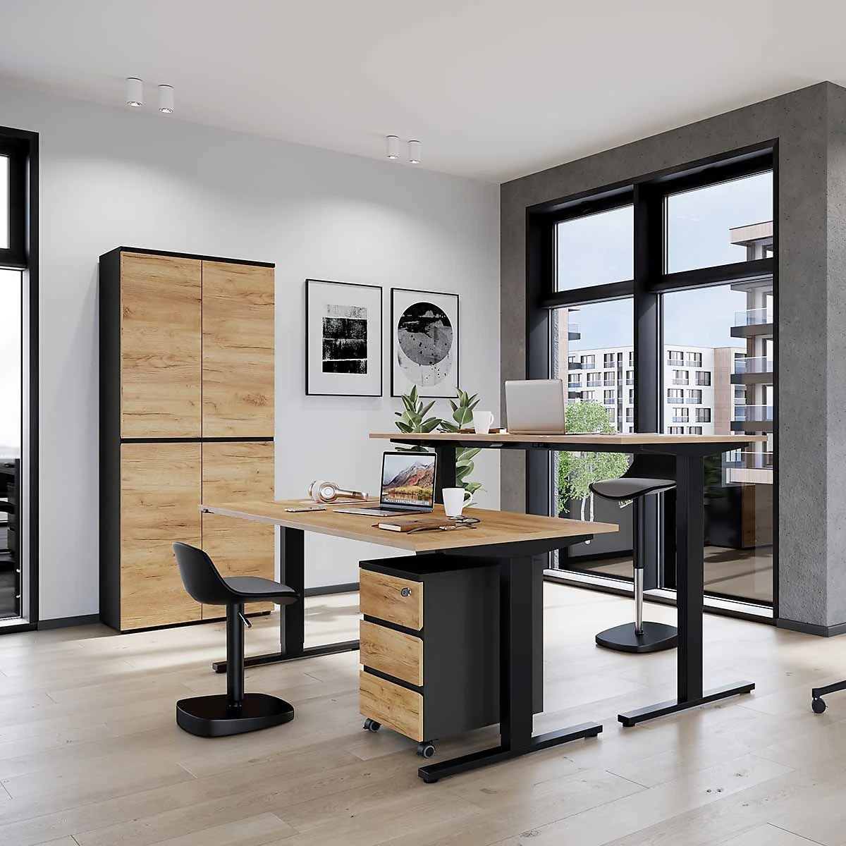 Büro-Set Lissabon 13 - Graphit/Navarra-Eiche von BME home - Produktbild 2 von 5