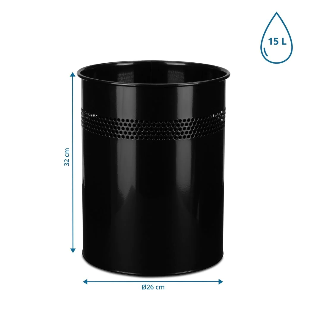Abfallsammler Mülleimer CLEAN III schwarz von HJH - Produktbild 4 von 4