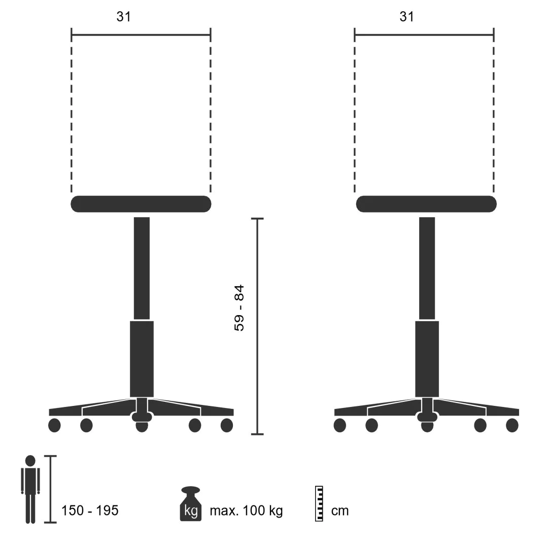 Hocker Drehhocker Arbeitsstuhl TOP WORK 14 I Hartschaum schwarz Chrom hjh von HJH - Produktbild 4 von 13