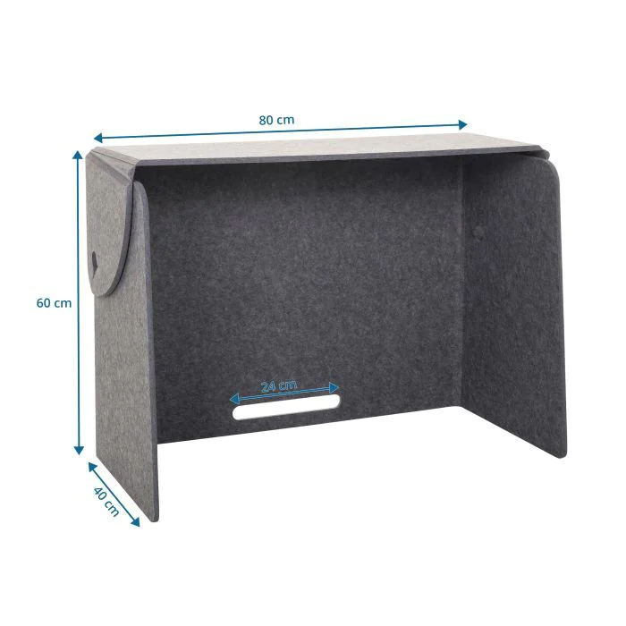 Akustik Tischtrennwand FLEXMIUT FOLD 80x60x40 faltbar freistehend PET grau von HJH - Produktbild 4 von 4