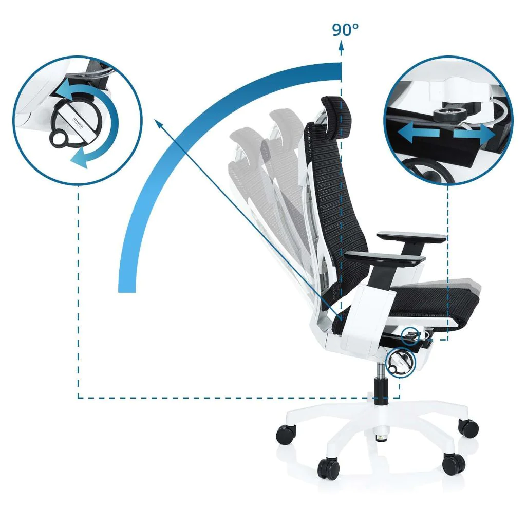 Bürostuhl Drehstuhl GENIDIA PRO WHITE Netzstoff schwarz von HJH - Produktbild 3 von 8