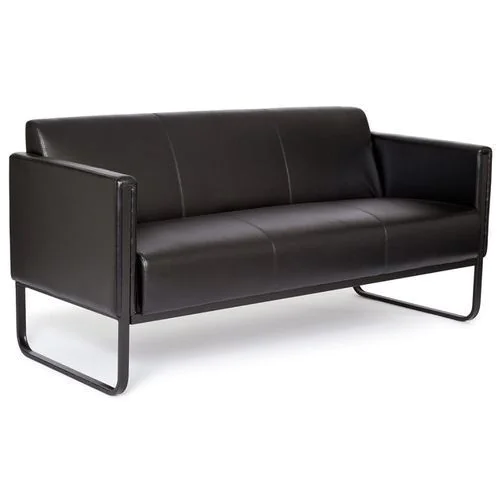 Loungesofa BALI BLACK Gestell schwarz Kunstleder glatt 3-Sitzer schwarz von HJH - Produktbild 5 von 6